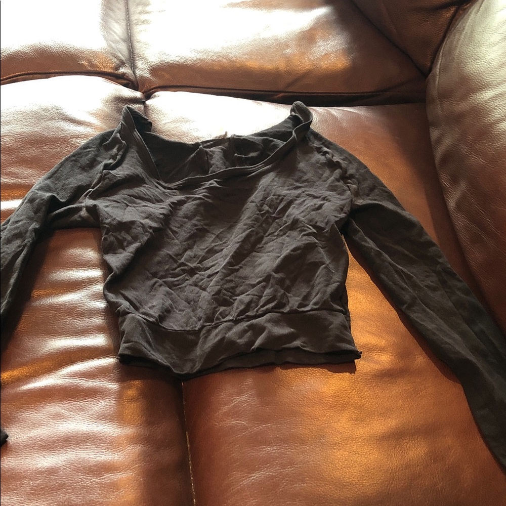 SPANX Black Long-Sleeve Crop Scoop Neck Top